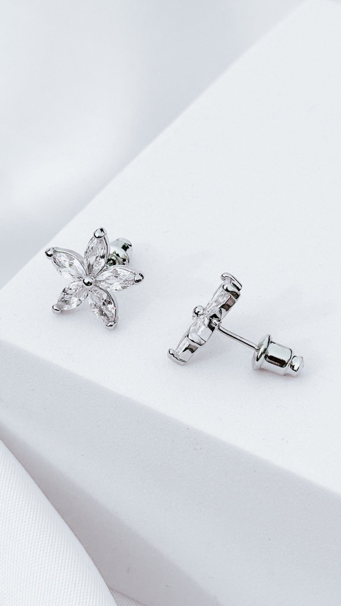 Cubic Zirconia Flower Stud Earrings