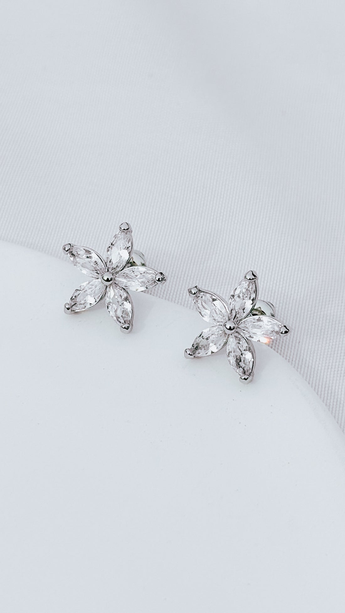 Cubic Zirconia Flower Stud Earrings
