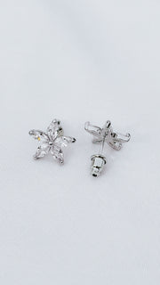 Cubic Zirconia Flower Stud Earrings