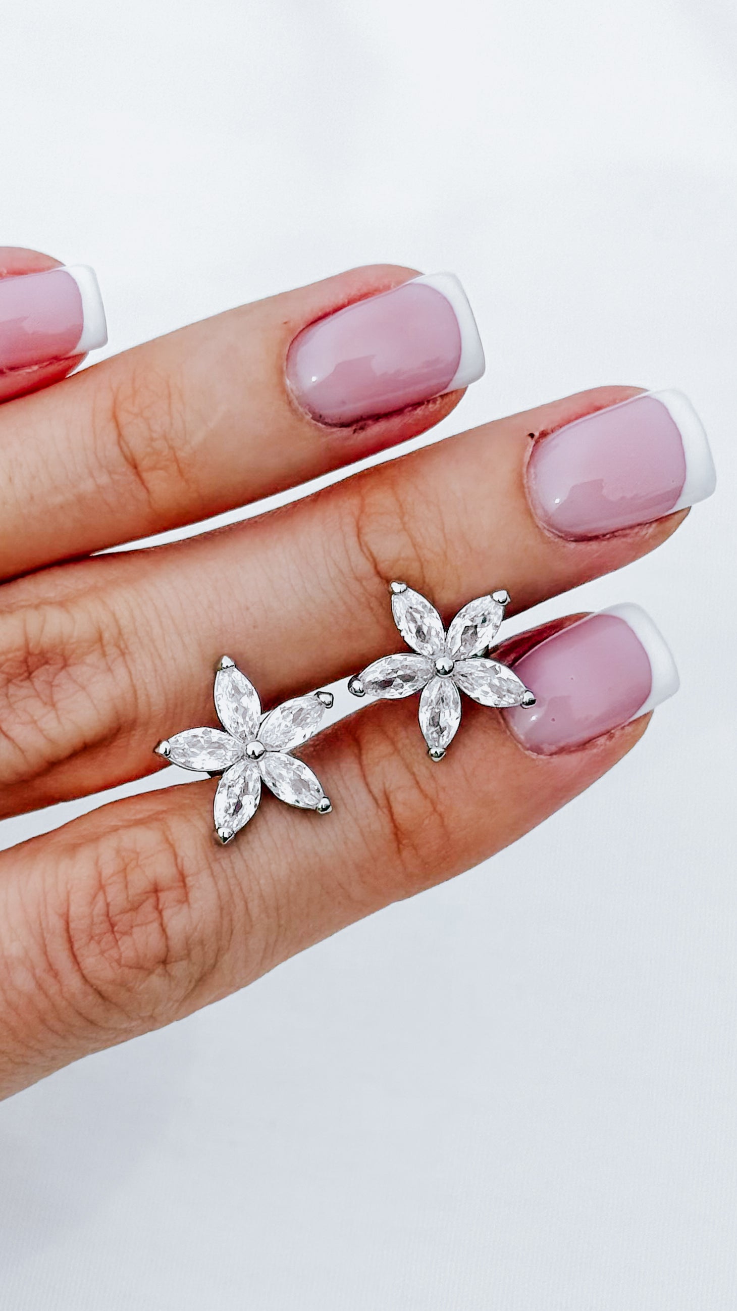 Cubic Zirconia Flower Stud Earrings
