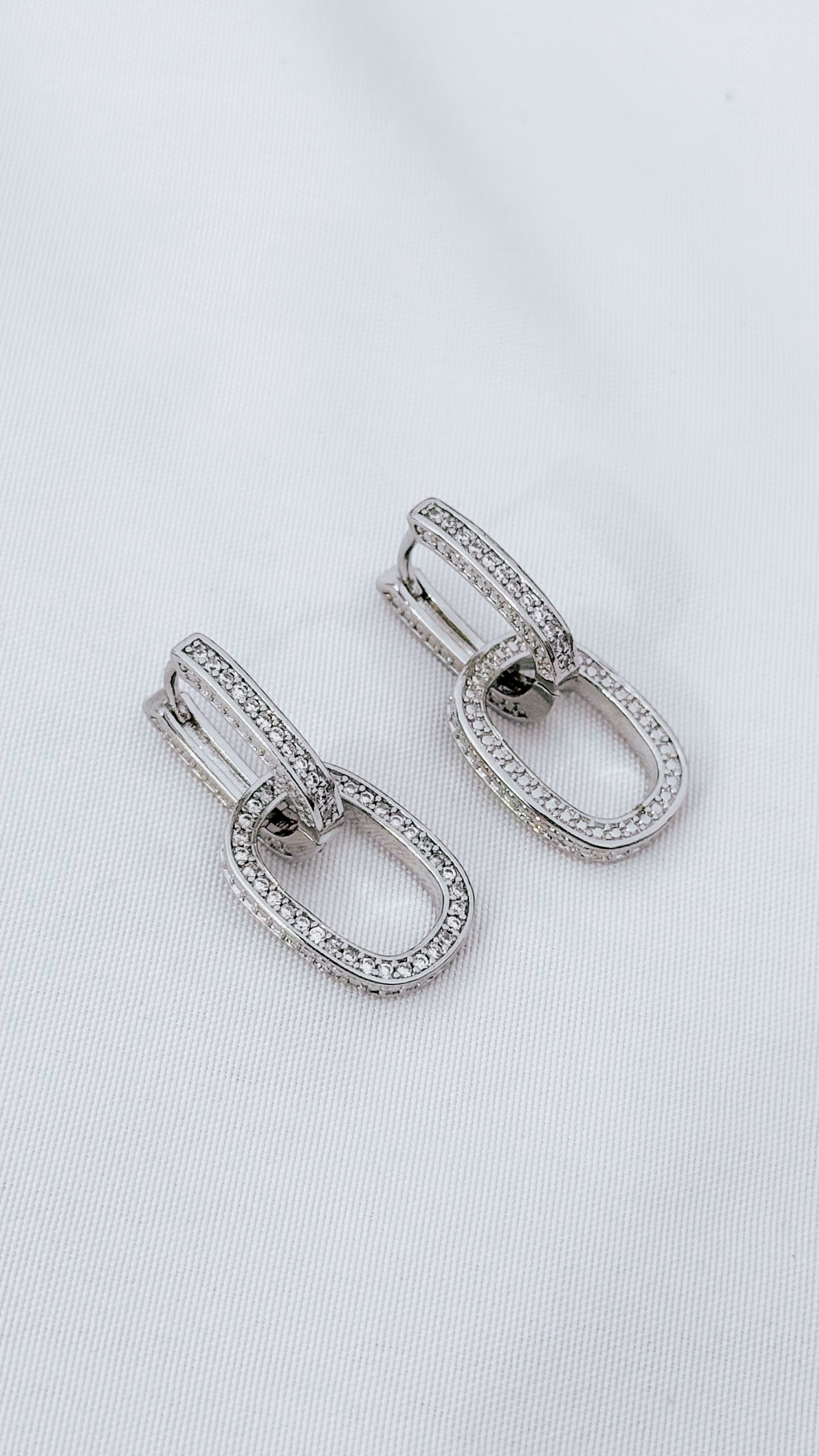 Silver Link Drop Earrings with Cubic Zirconia