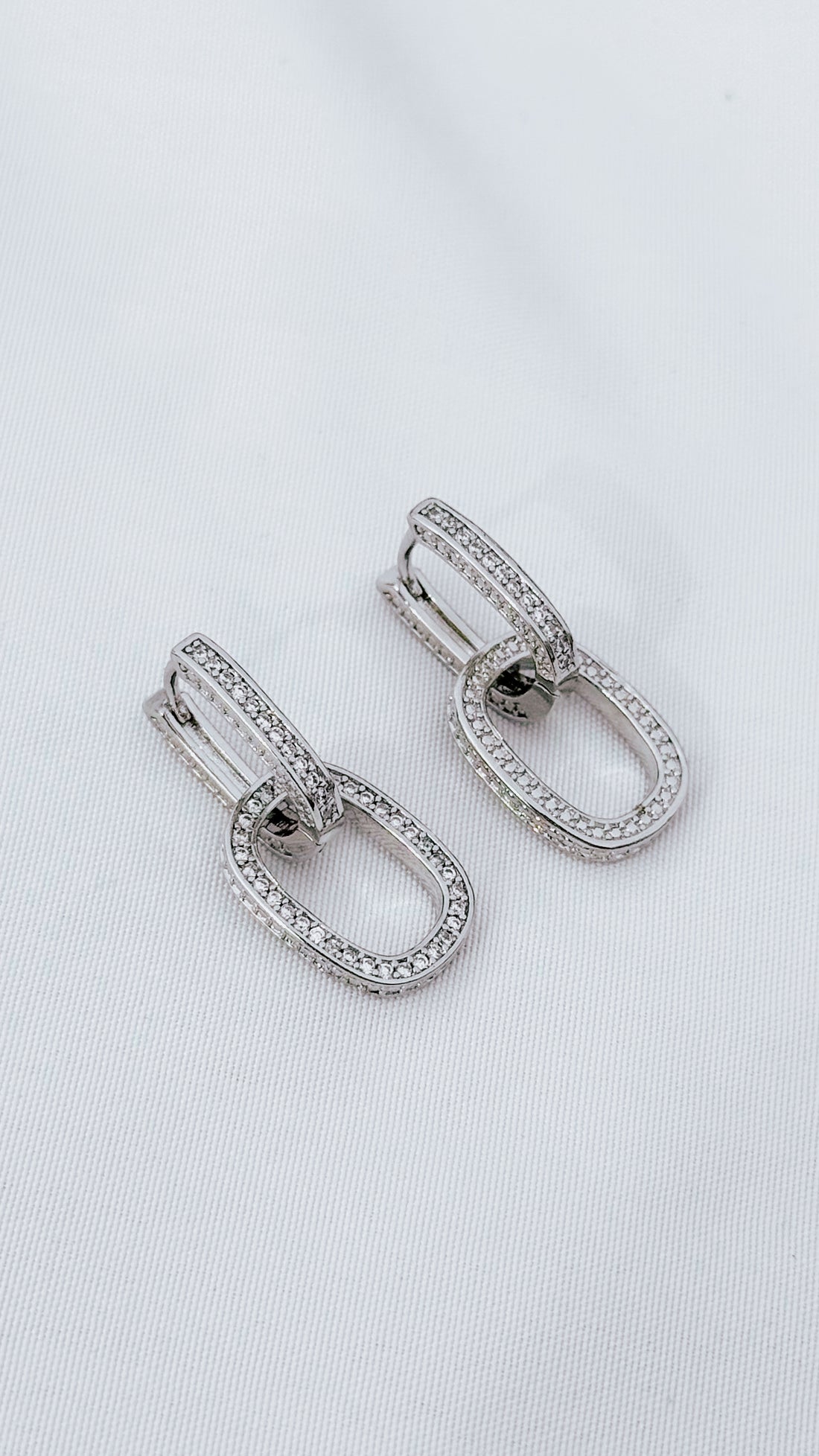 Silver Link Drop Earrings with Cubic Zirconia
