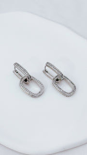 Silver Link Drop Earrings with Cubic Zirconia