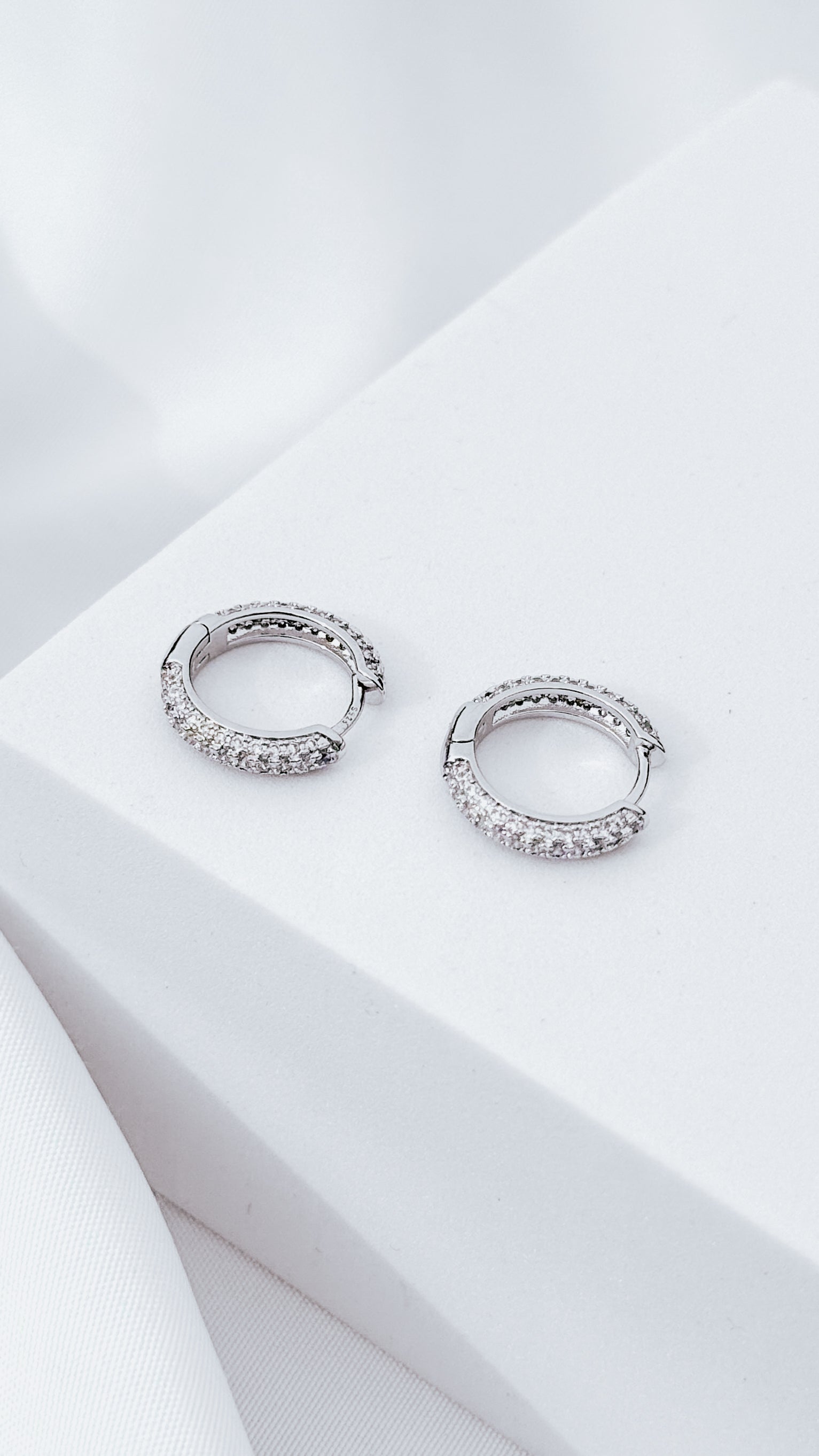 Silver Pavé Hoops 14mm