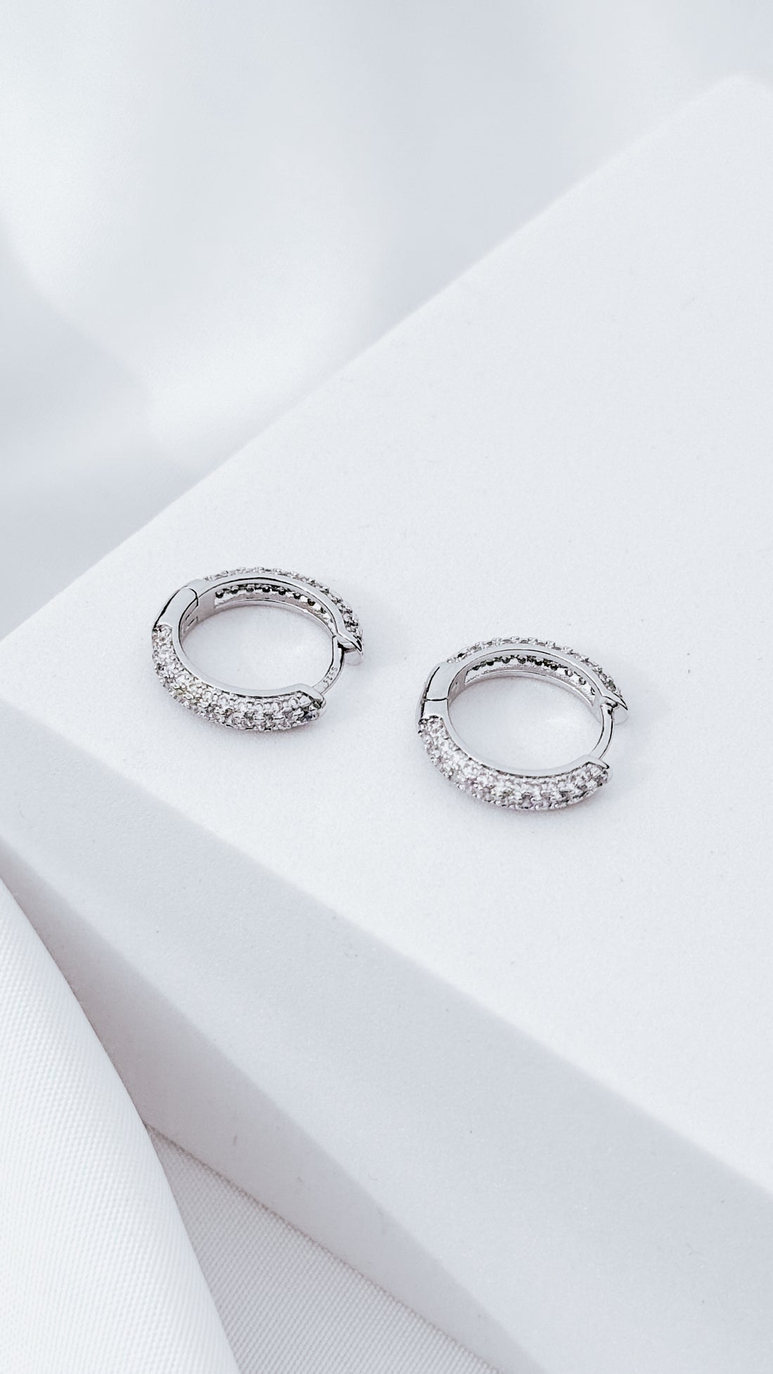 Silver Pavé Hoops 14mm
