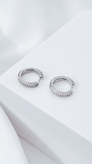 Silver Pavé Hoops 14mm