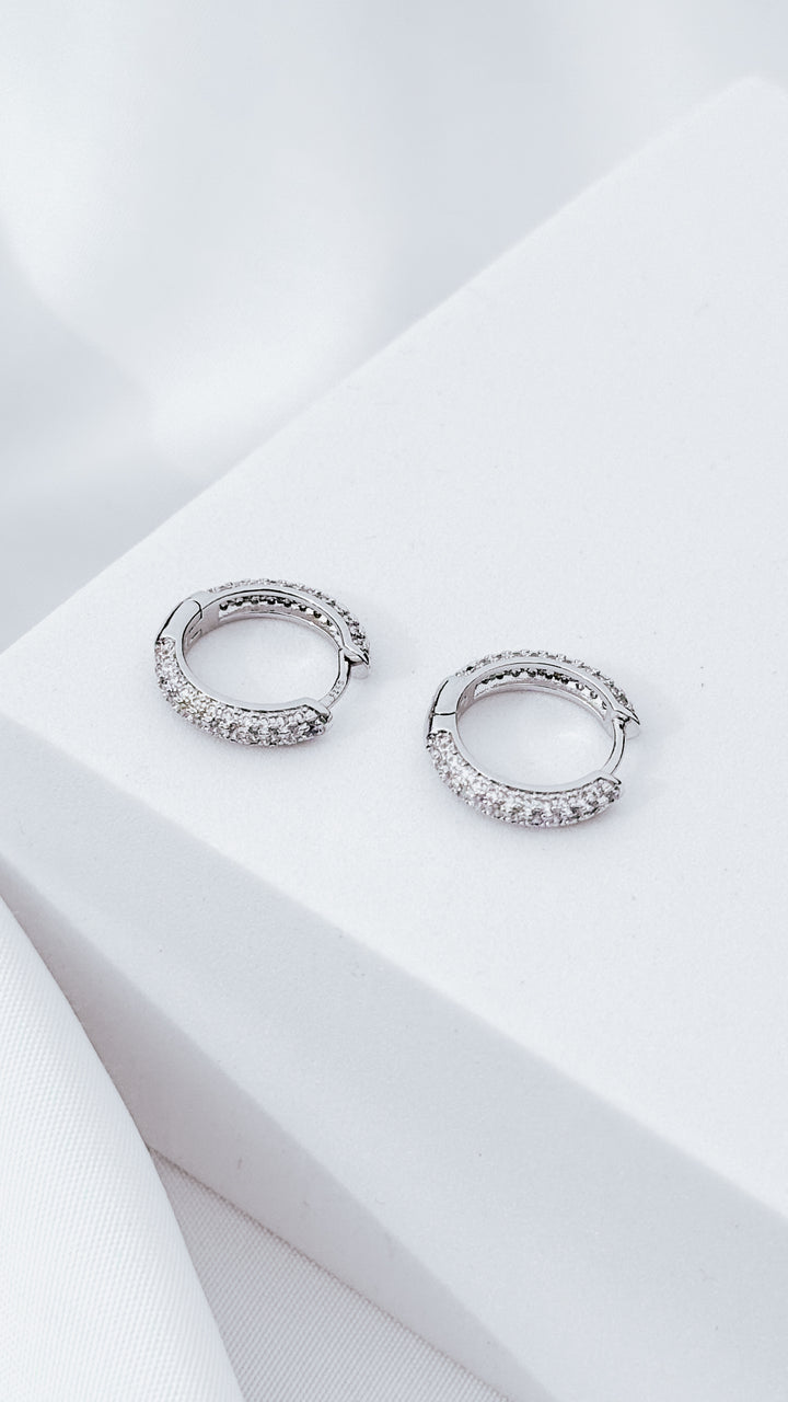 Silver Pavé Hoops 14mm