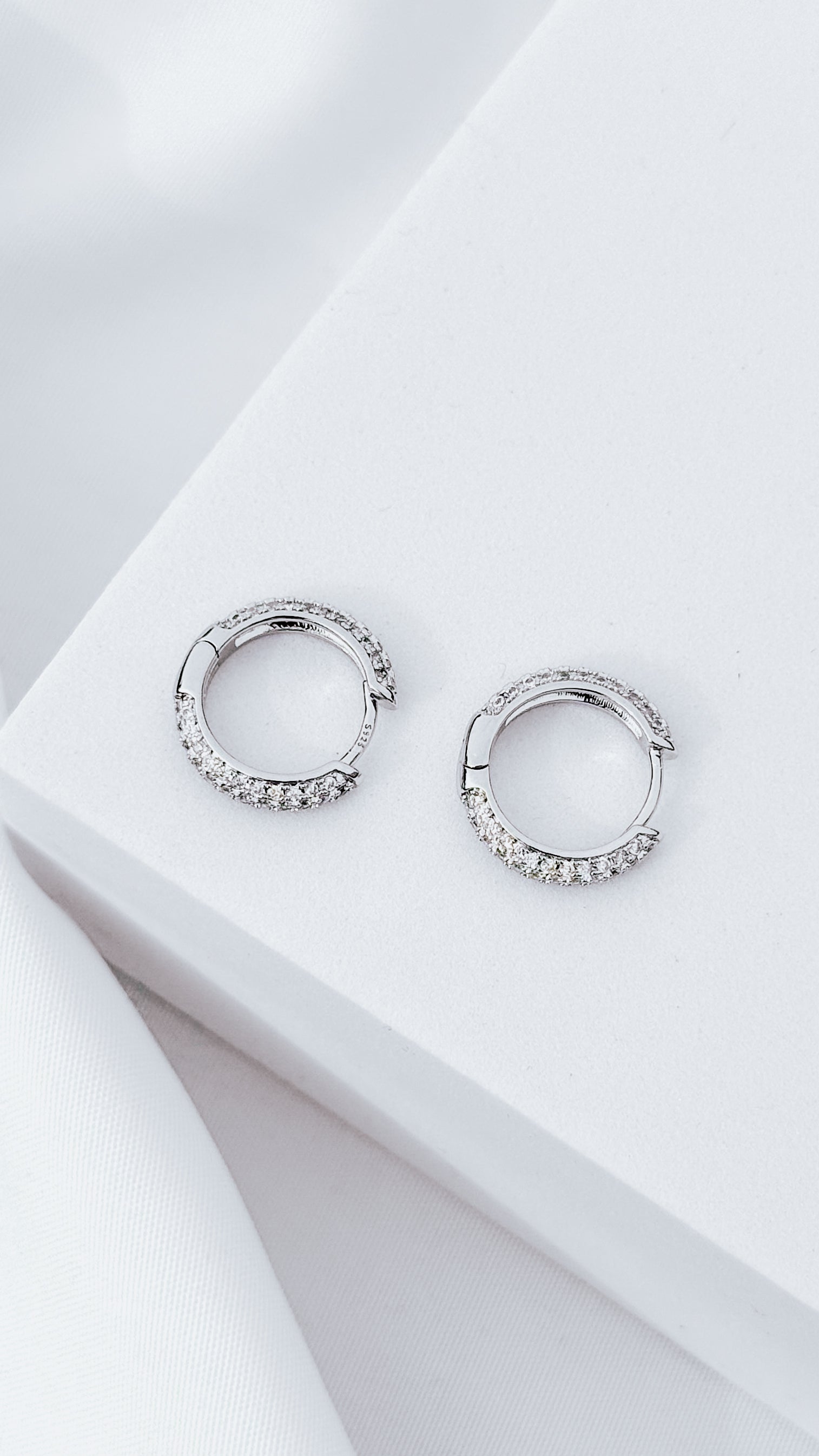 Silver Pavé Hoops 14mm