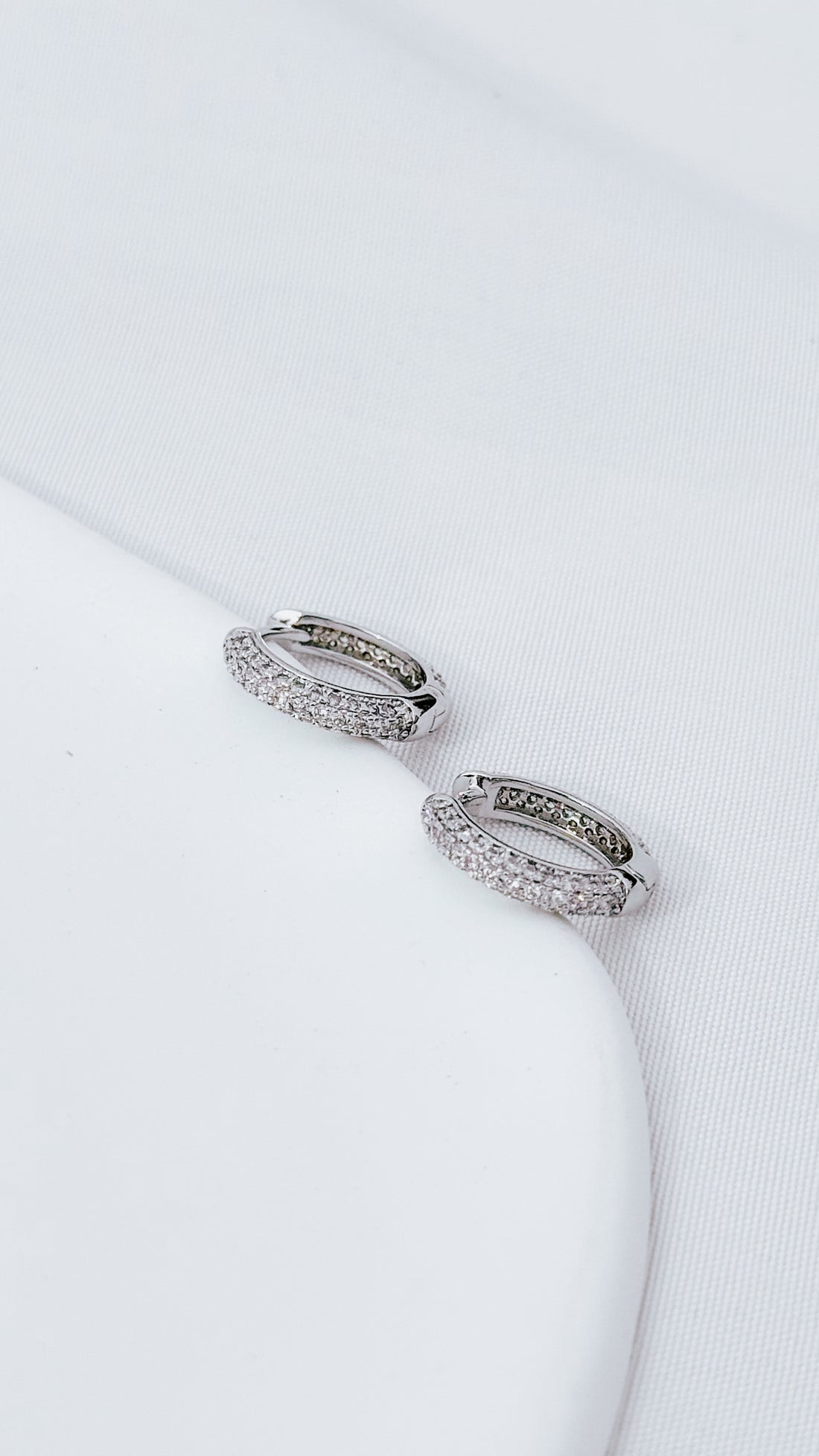 Silver Pavé Hoops 14mm