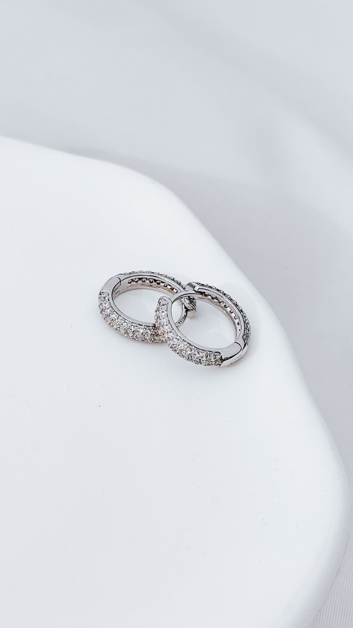 Silver Pavé Hoops 14mm