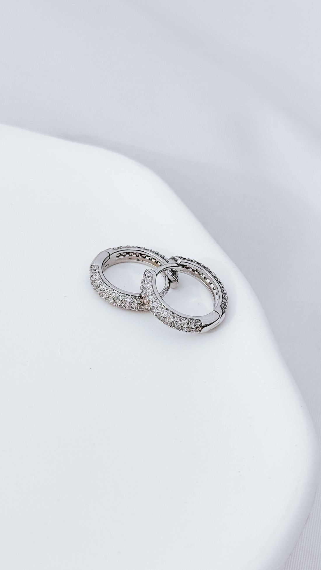 Silver Pavé Hoops 14mm