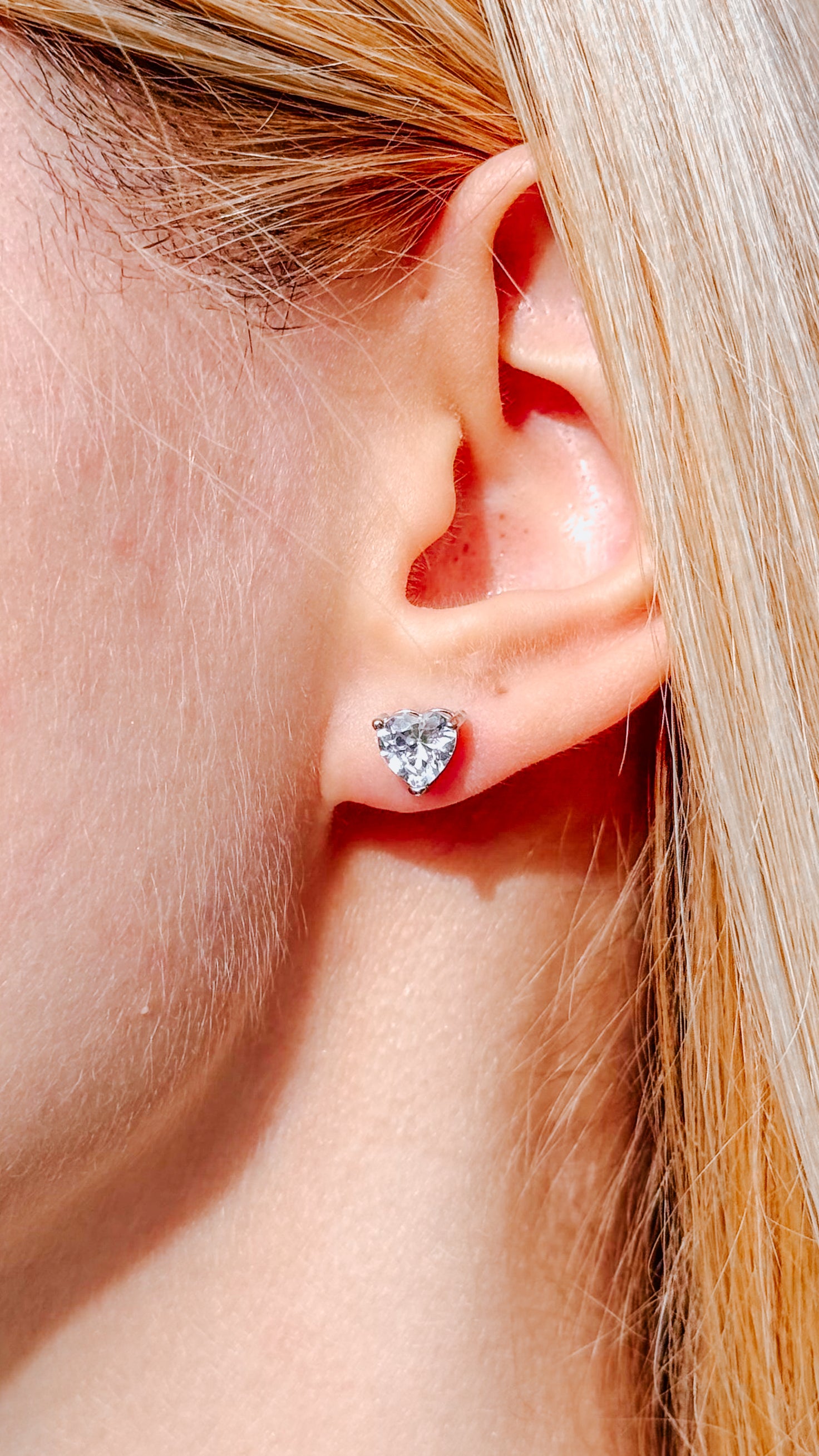 Silver Heart Stud Earrings