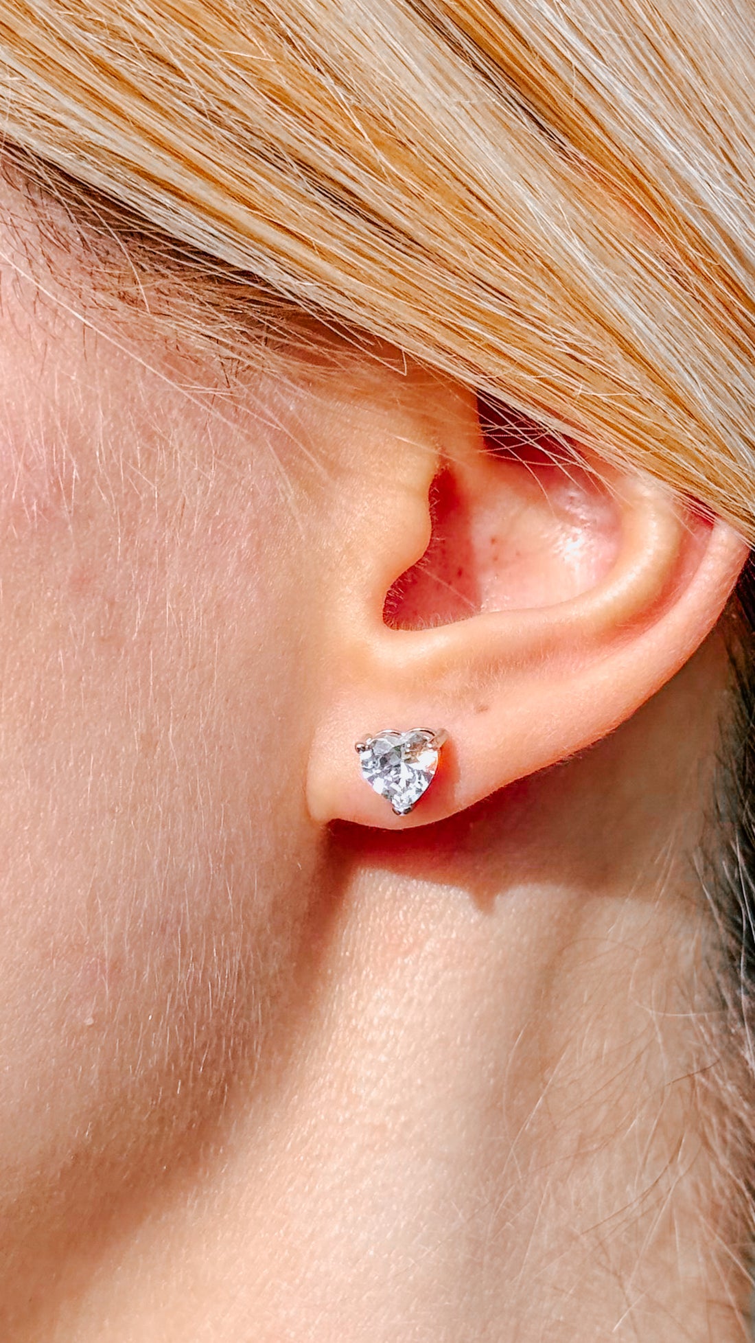 Silver Heart Stud Earrings