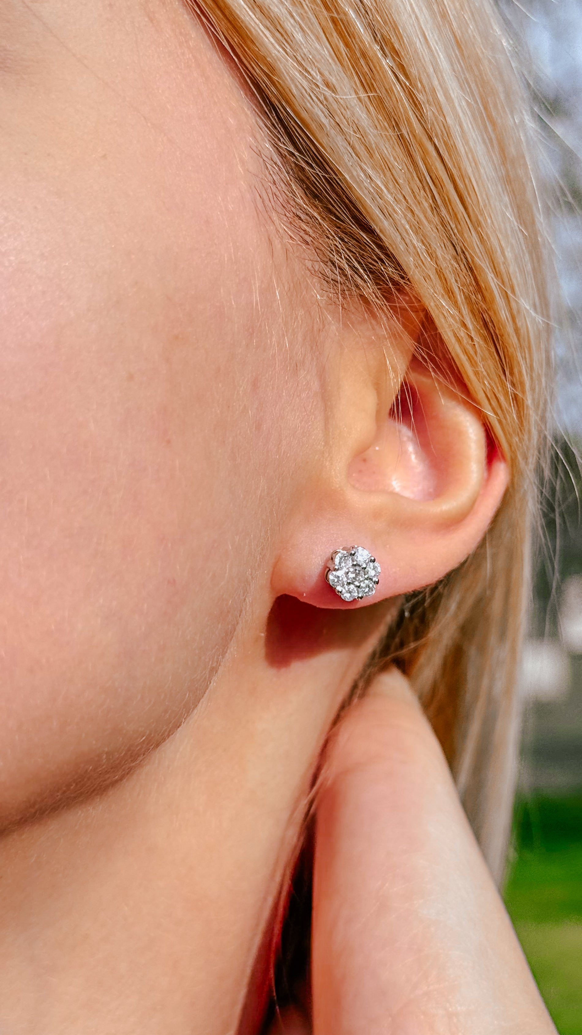 Cubic Zirconia Cluster Stud Earrings
