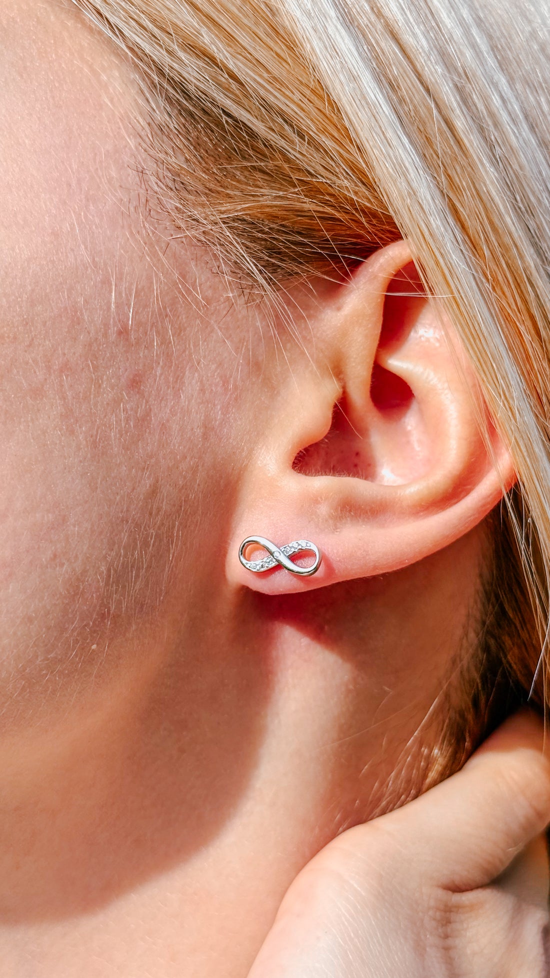 Infinity Stud Earrings 925 Sterling Silver