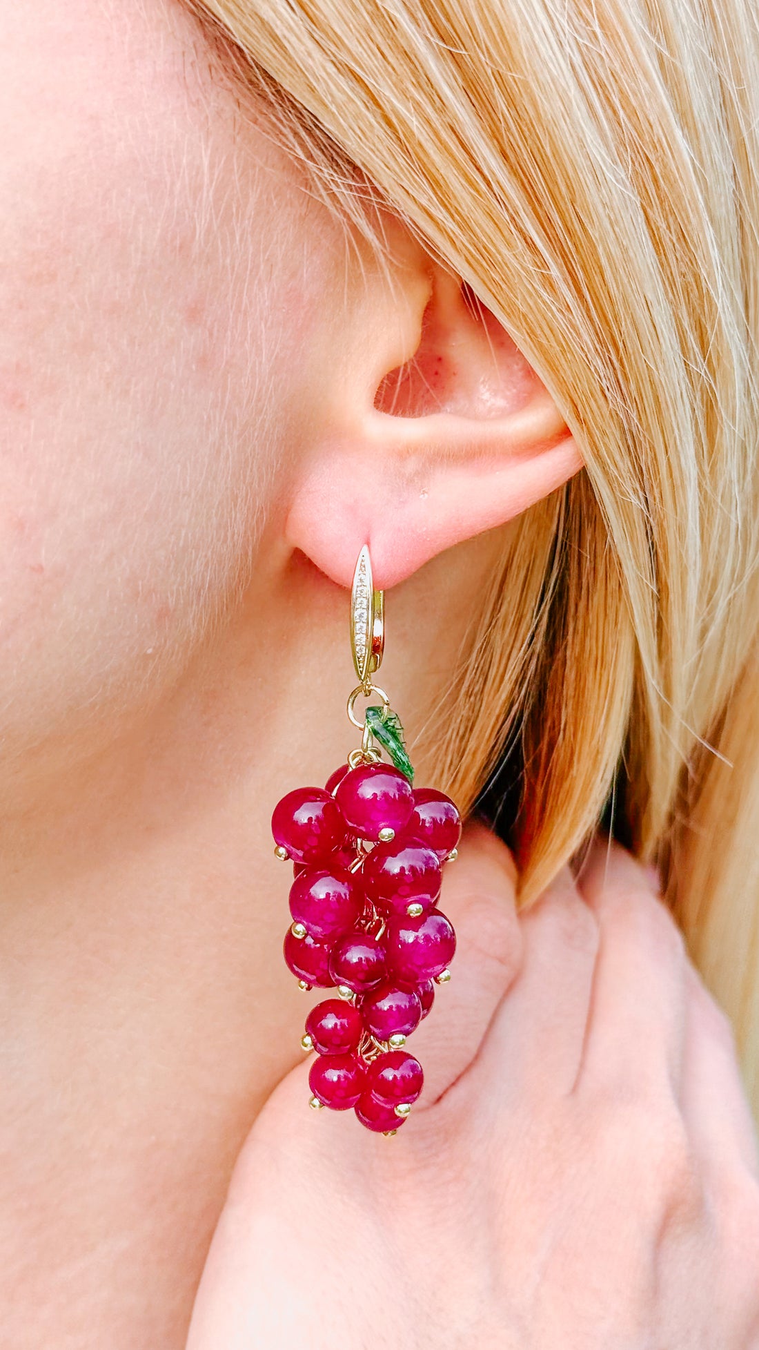 Grape Dangle Fruit Earrings