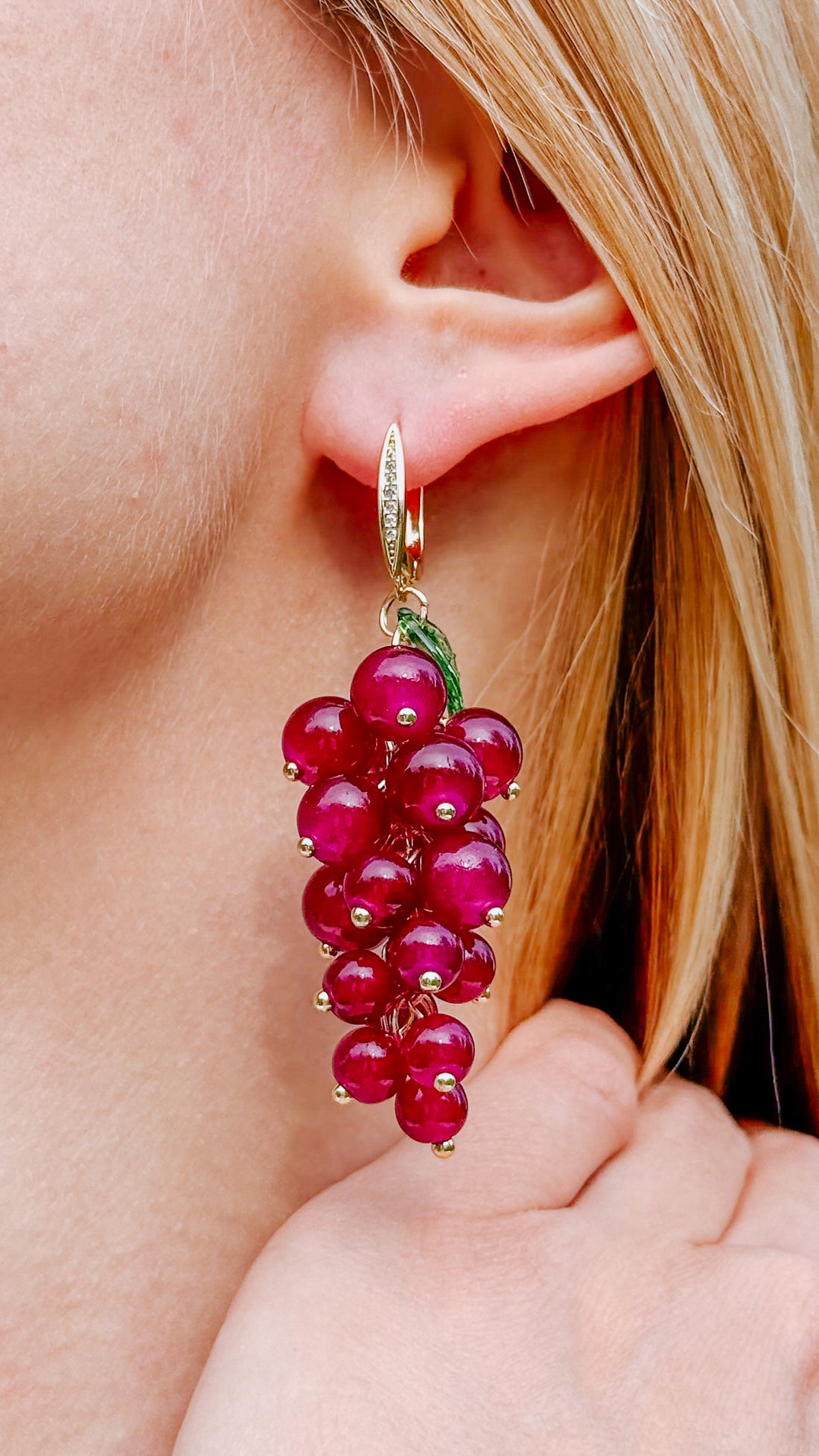 Grape Dangle Fruit Earrings