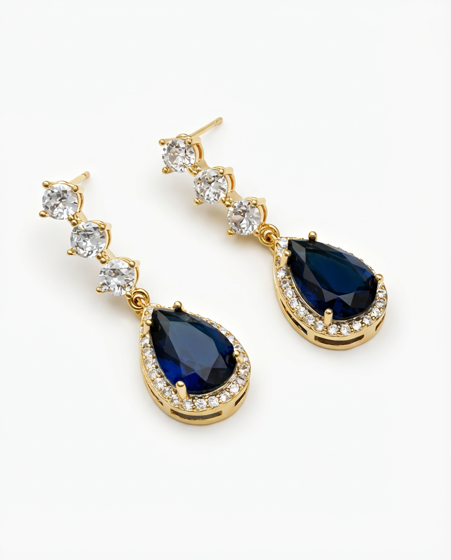 Blue Sapphire Drop Earrings