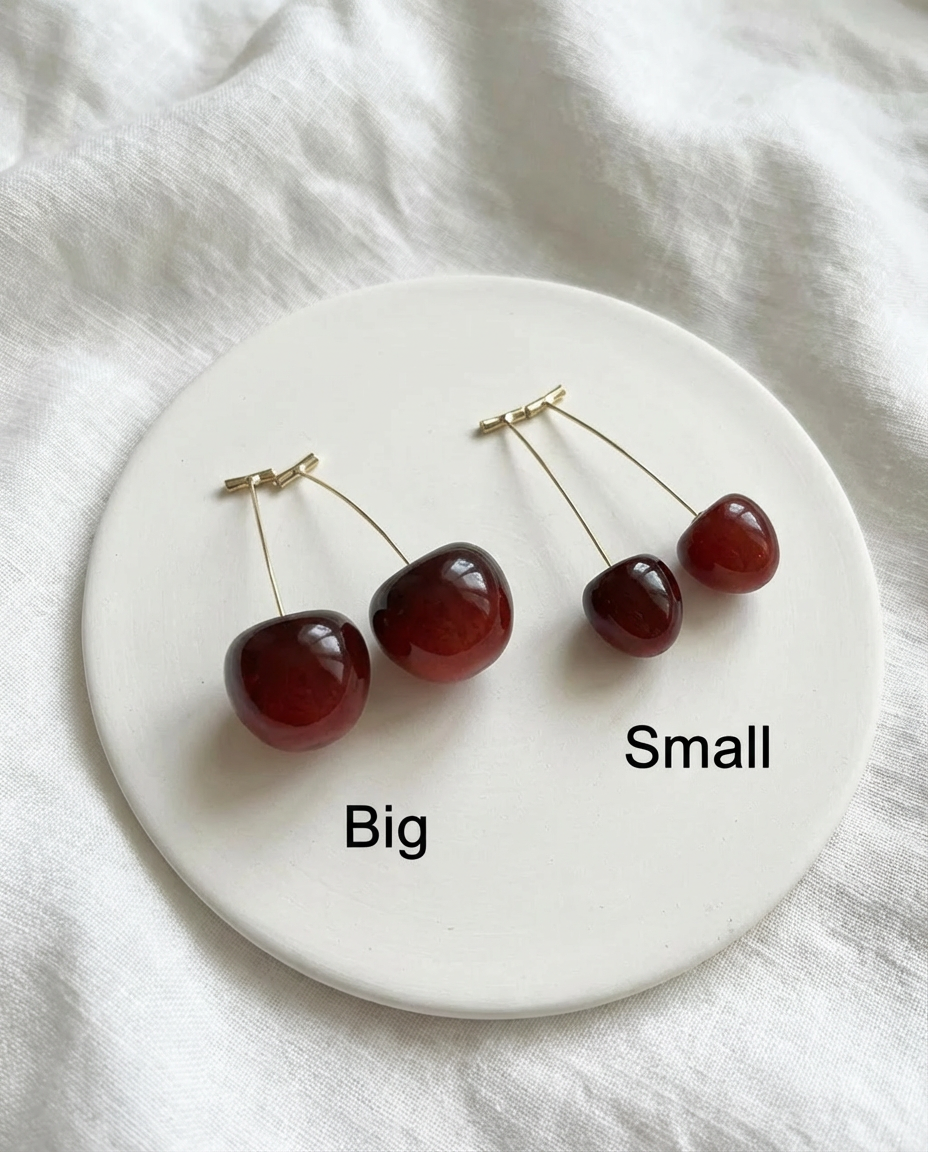 Red Cherry Resin Earrings