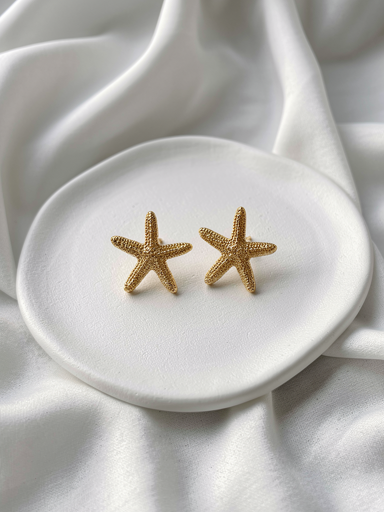 Gold Star Fish Summer Stud Earrings