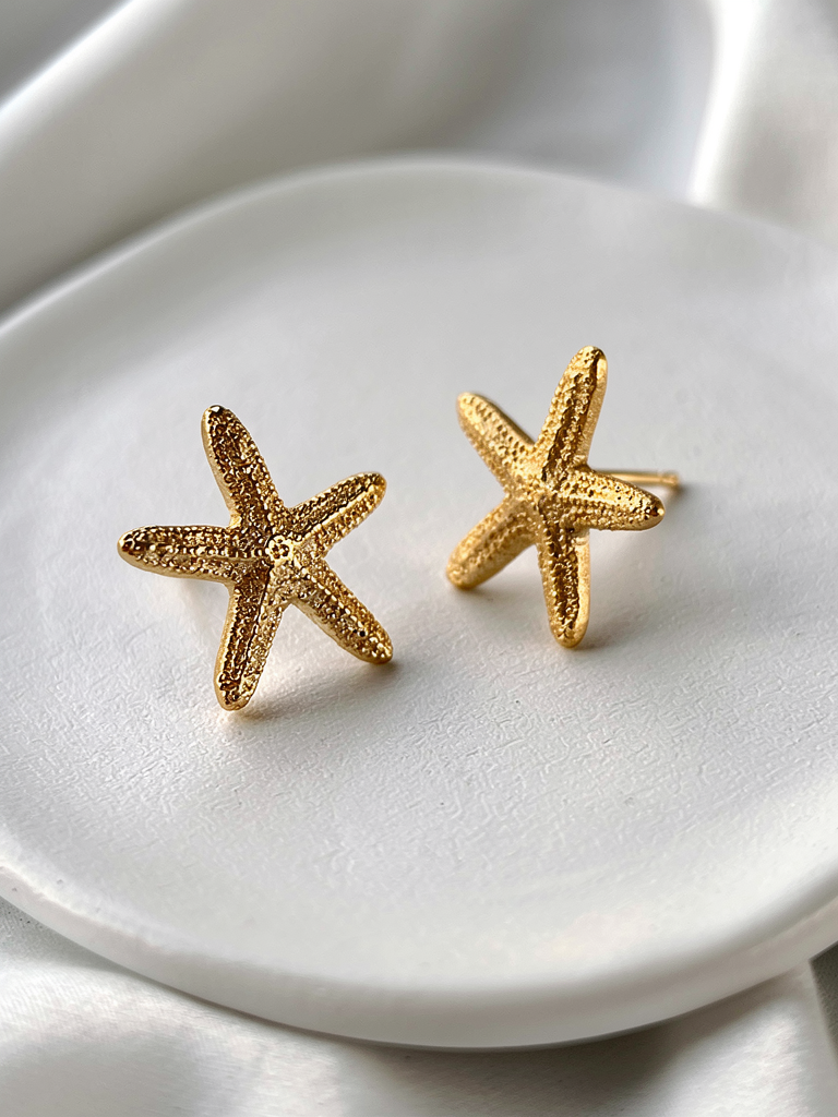 Gold Star Fish Summer Stud Earrings