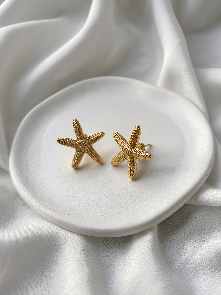 Gold Star Fish Summer Stud Earrings