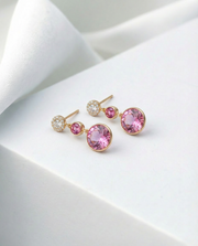 Pink Crystal Dangle Drop Earrings