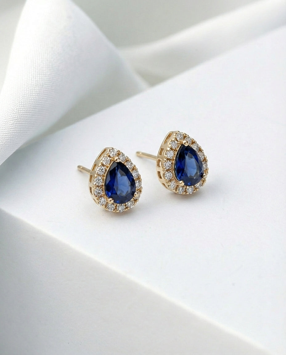 Sapphire Blue Crystal Stud Earrings