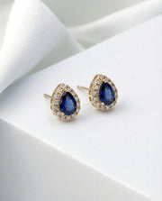Sapphire Blue Crystal Stud Earrings