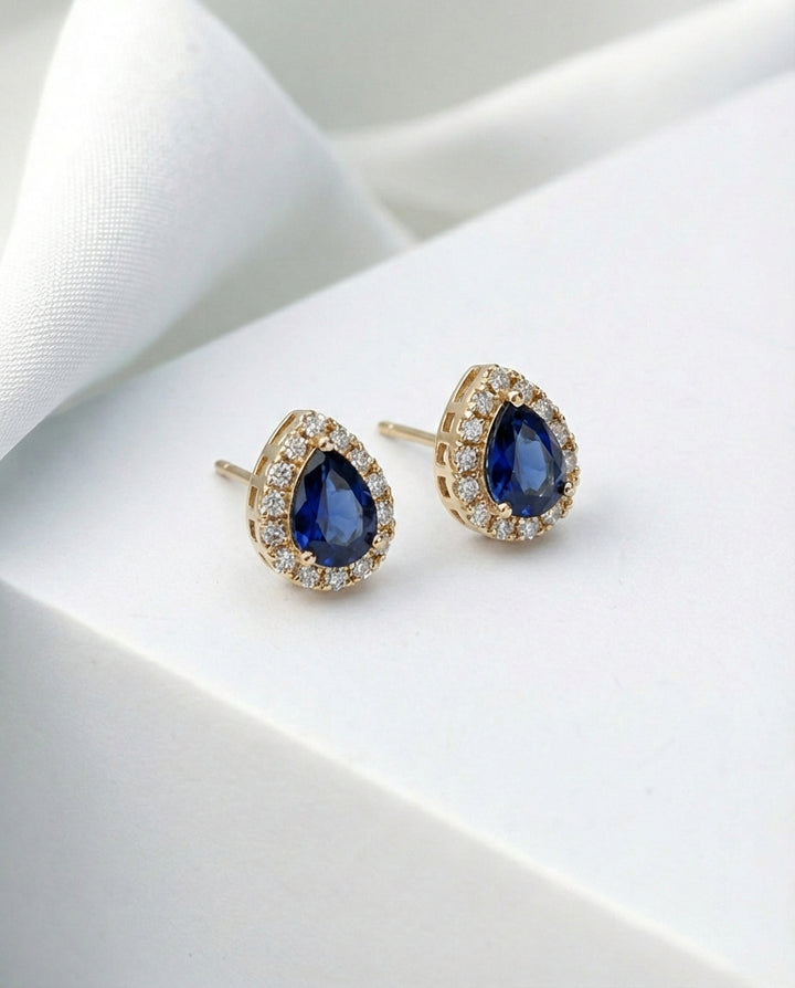 Sapphire Blue Crystal Stud Earrings