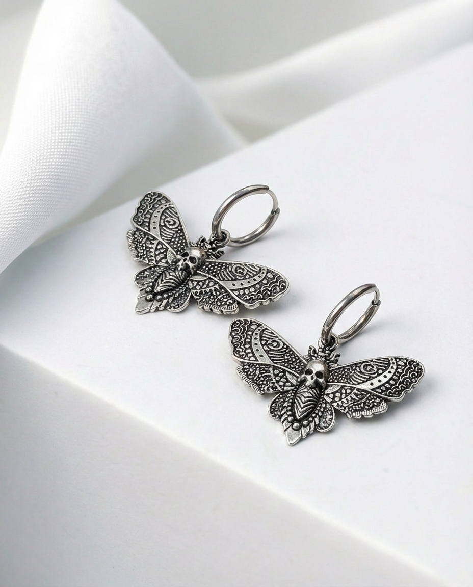 Death’s Head Moth Dangle Earrings