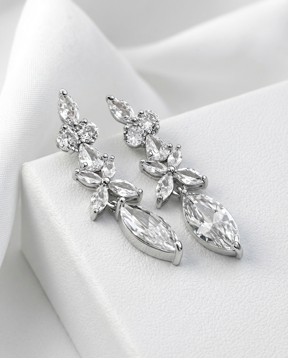 Crystal Floral Drop Earrings