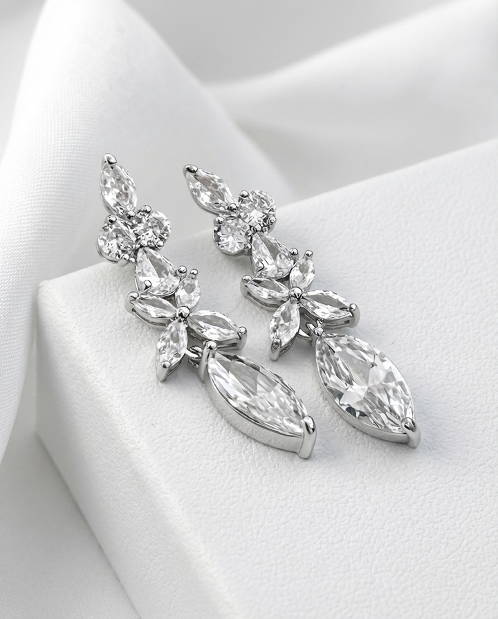 Crystal Floral Drop Earrings