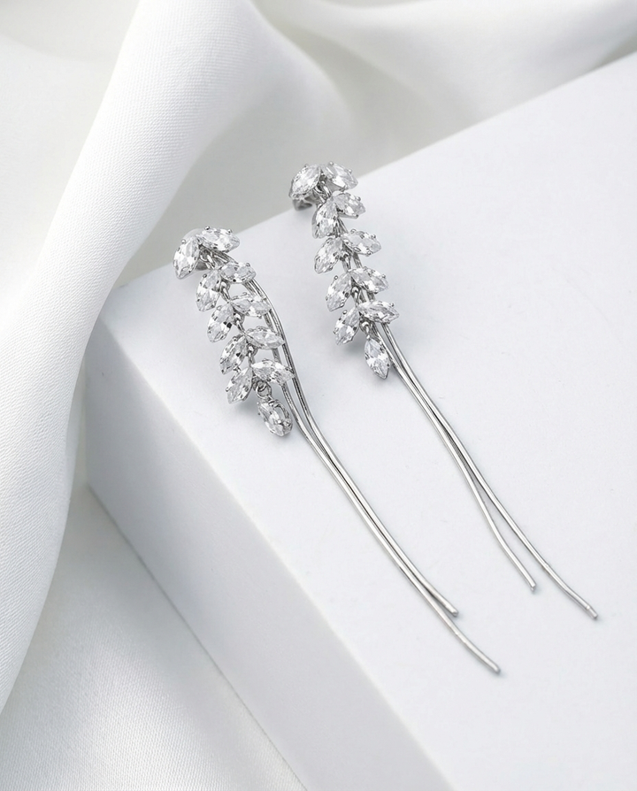 Silver Crystal Drop Earrings