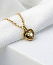 Gold Puffy Heart Necklace