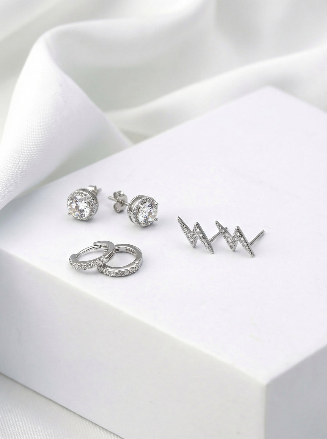 Minimalist Silver Earring Set of 3