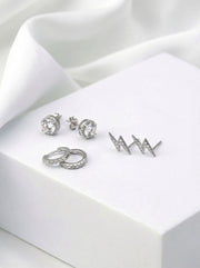 Minimalist Silver Earring Set of 3