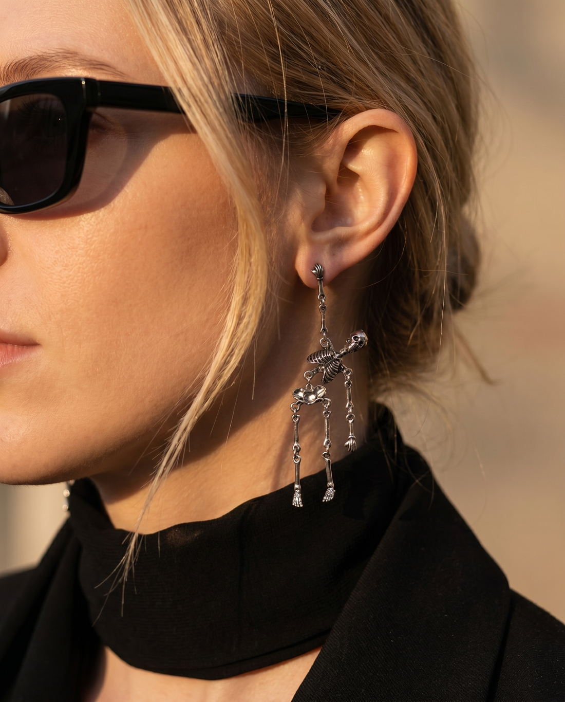 Gothic Skull Skeleton Earrings — alternate view 6