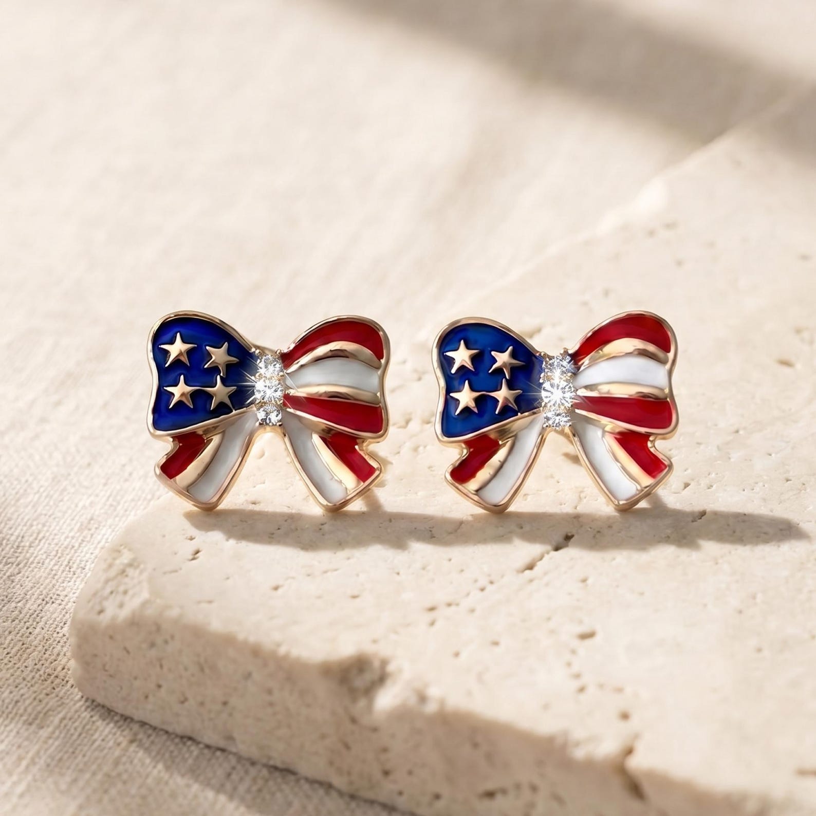 American Flag Bow Stud Earrings — product view 1
