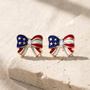 American Flag Bow Stud Earrings