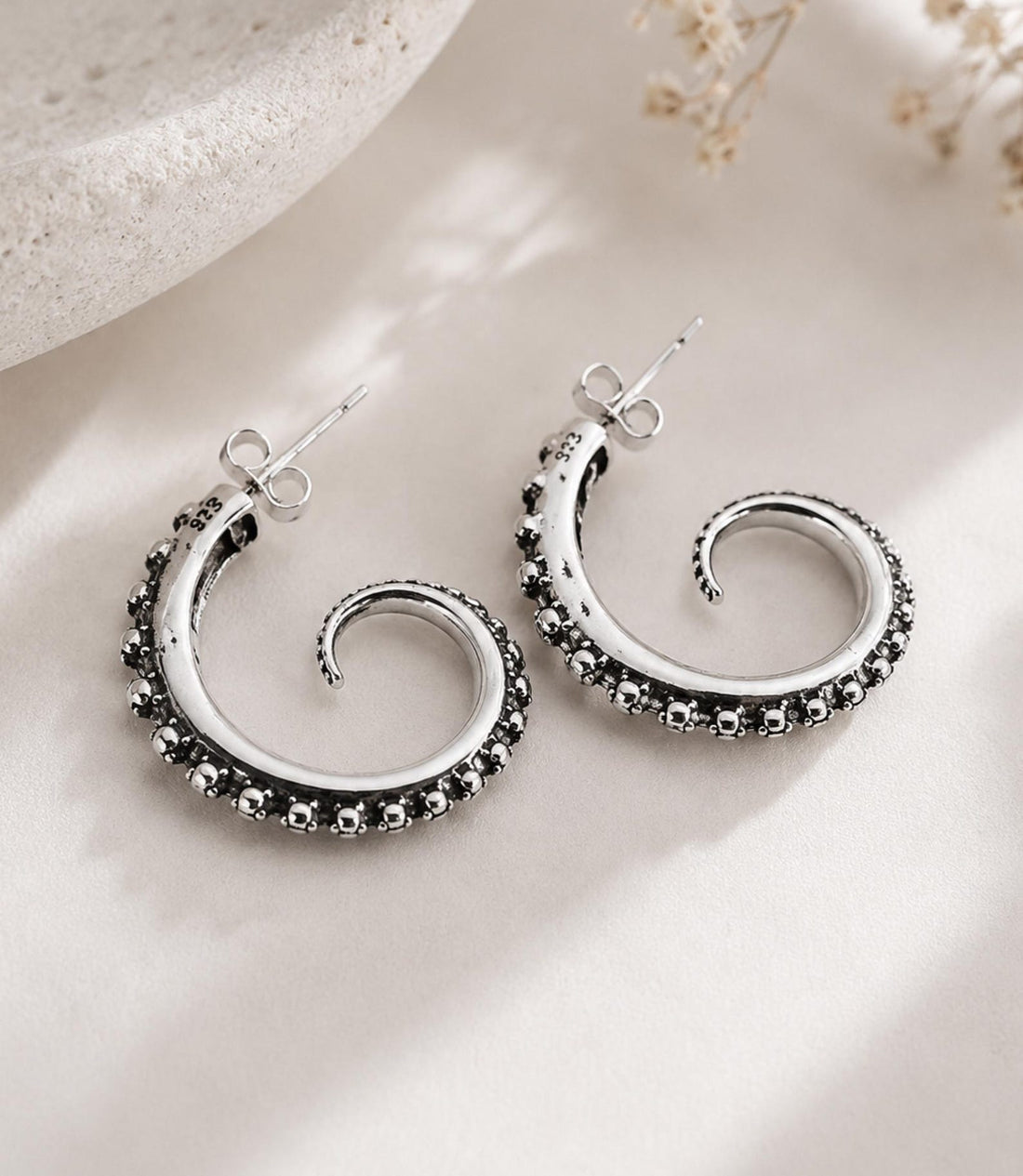 Silver Octopus Tentacle Earrings — product view 1