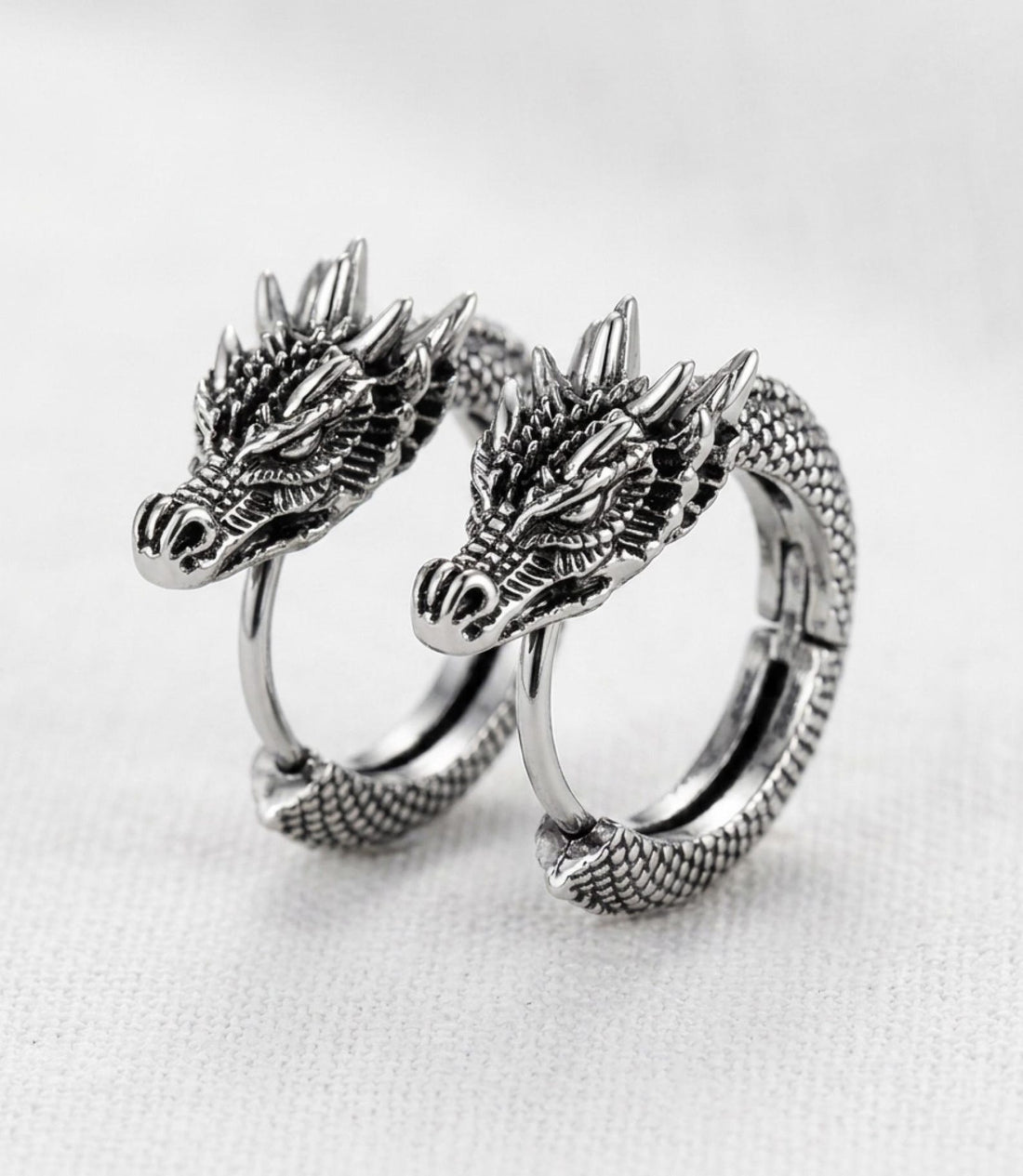 Gothic Dragon Hoop Earrings — product view 1