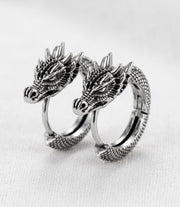 Gothic Halloween Dragon Hoop Earrings