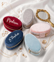 Oval Velvet Travel Jewelry Case