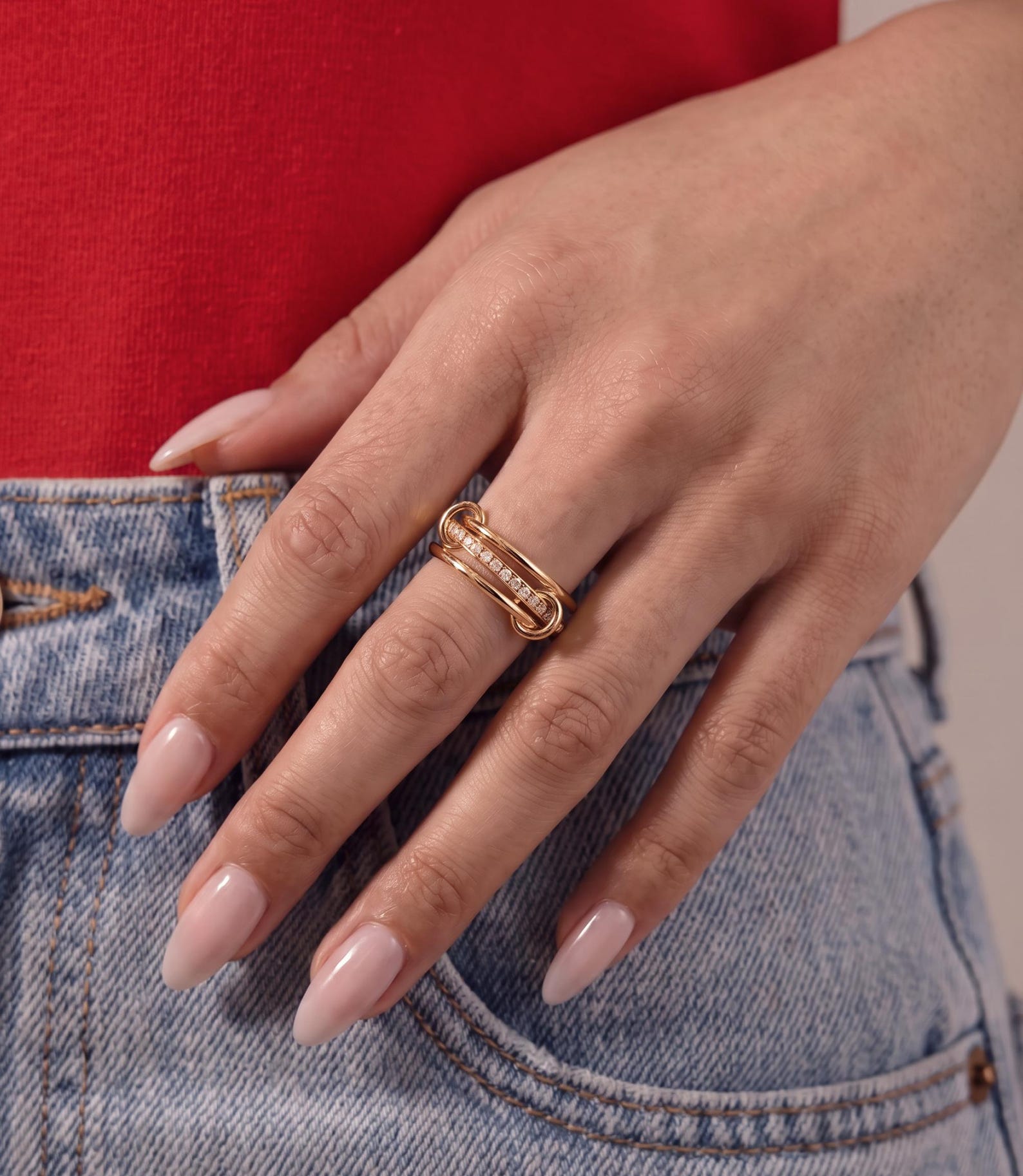 Trio Interlocking Mixed Metal Ring — product view 2