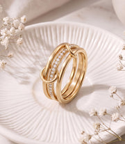 Trio Interlocking Mixed Metal Ring