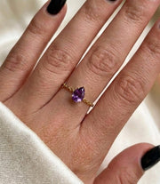 Teardrop Birthstone Chain Ring
