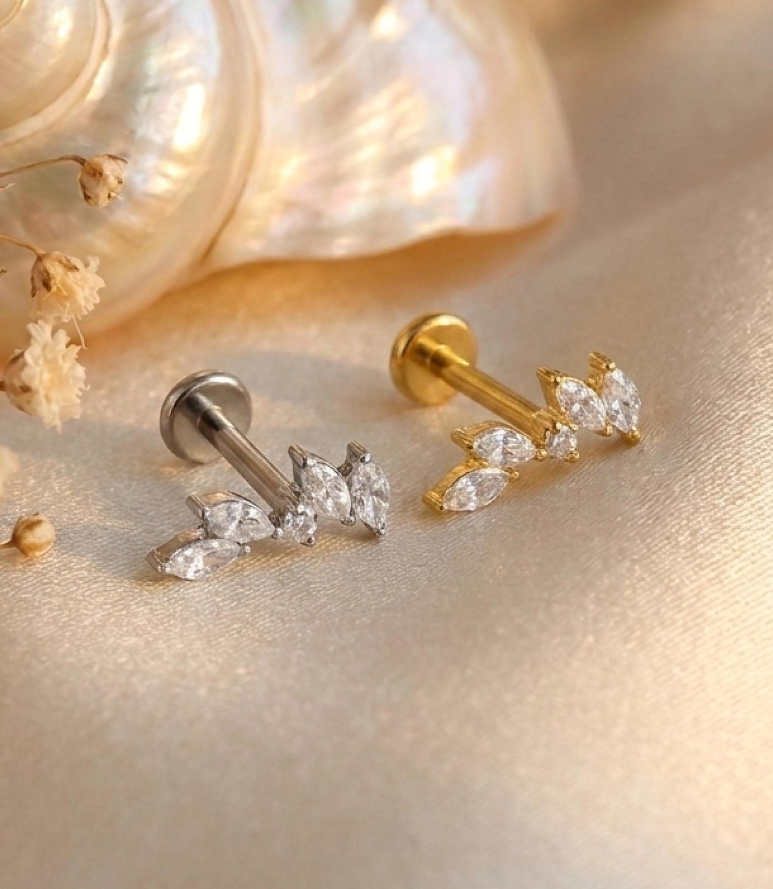 Marquise Titanium Flat Back Stud — product view 1