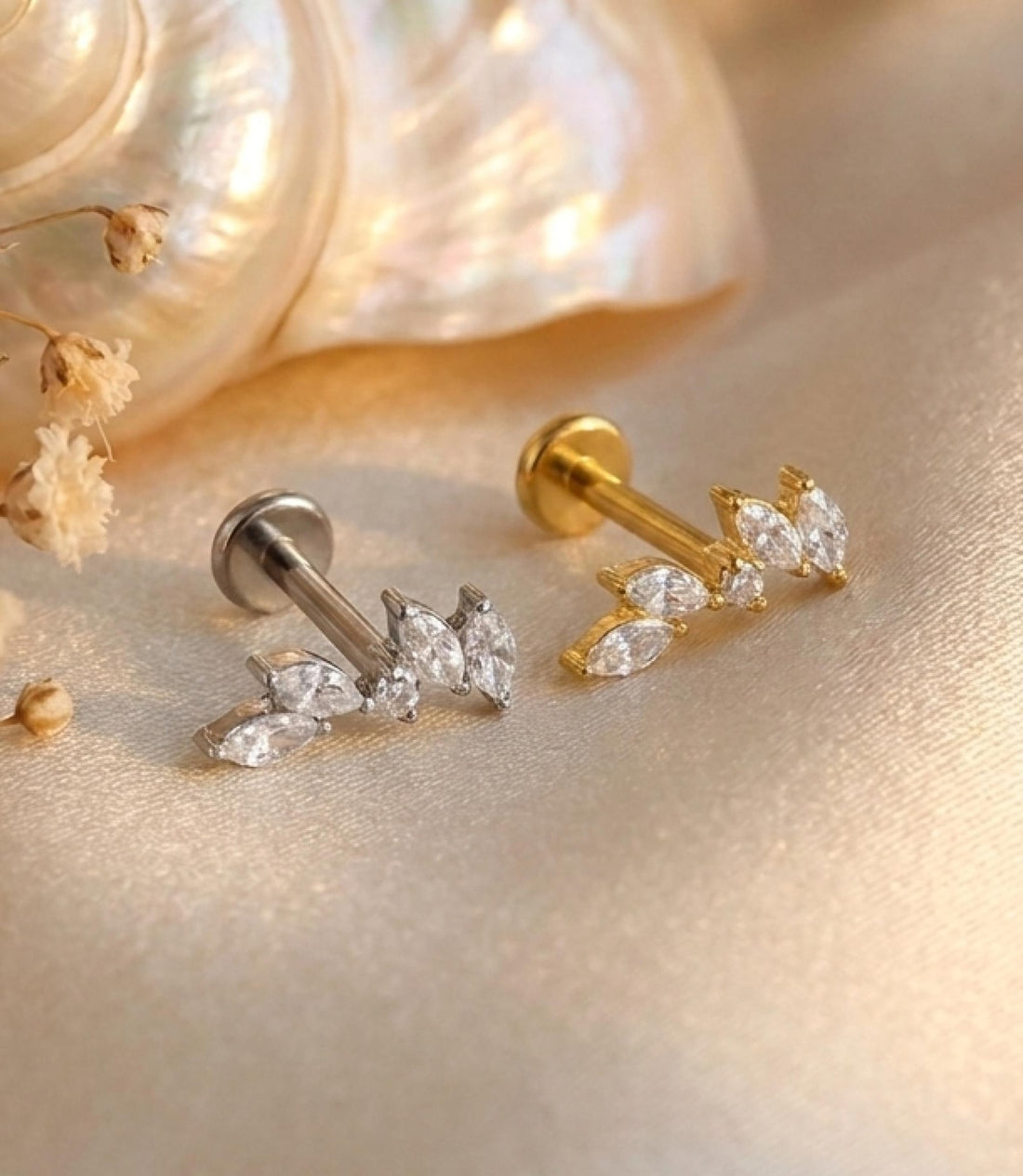 Marquise Titanium Flat Back Stud — product view 1