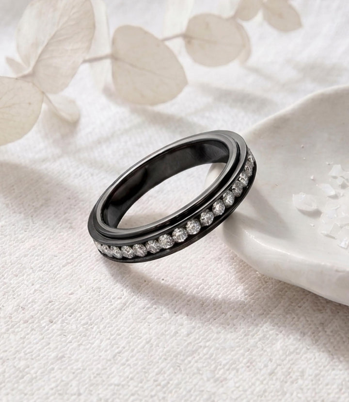 Black Spinner Anxiety Ring — product view 1